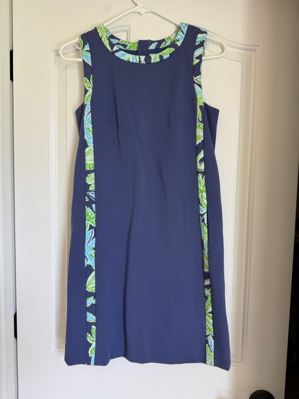 Lilly Pulitzer Mena Navy Shift Dress with Blue and Green Trim